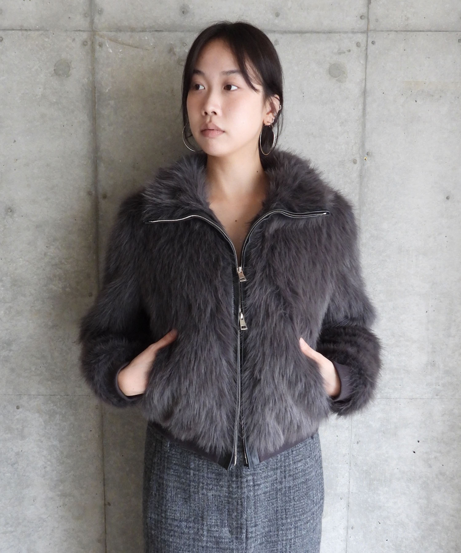 NEW FUR ZIP-UP JACKET