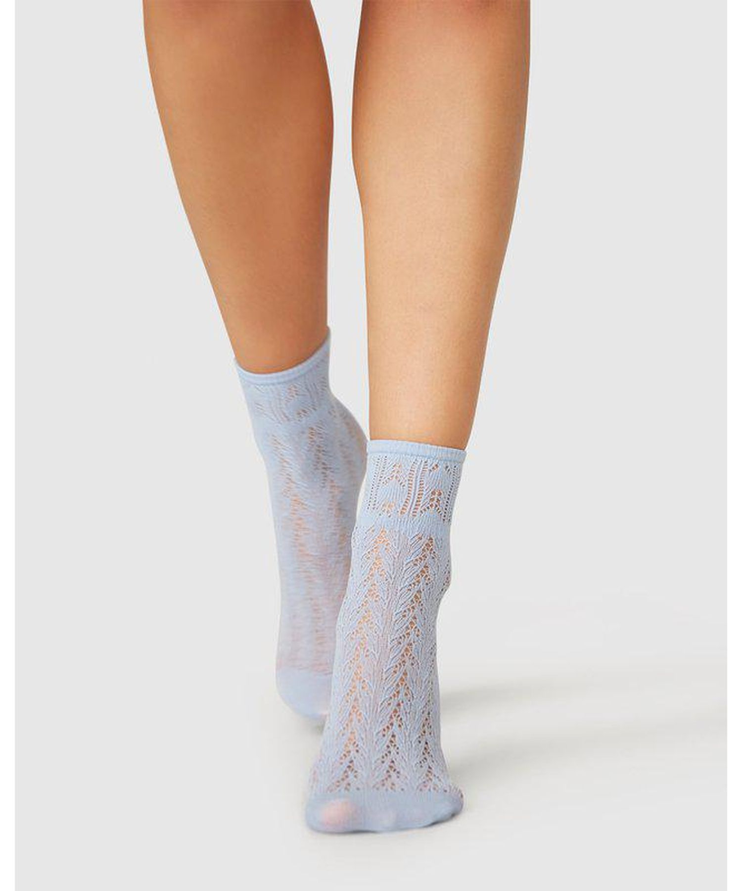 Erica Crochet Socks Dusty Blue