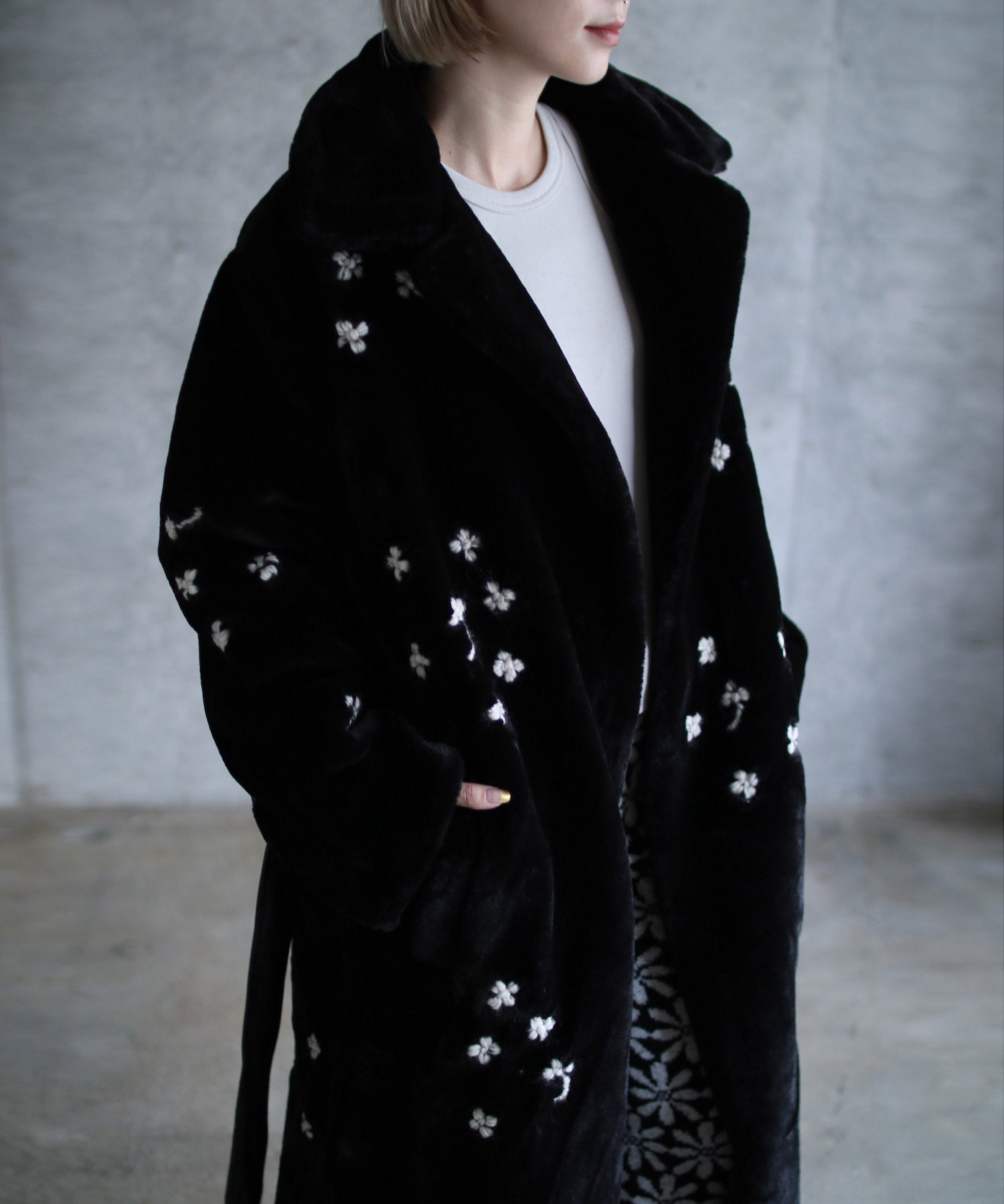 Hand Embroidered Faux Fur Coat | k3 online store