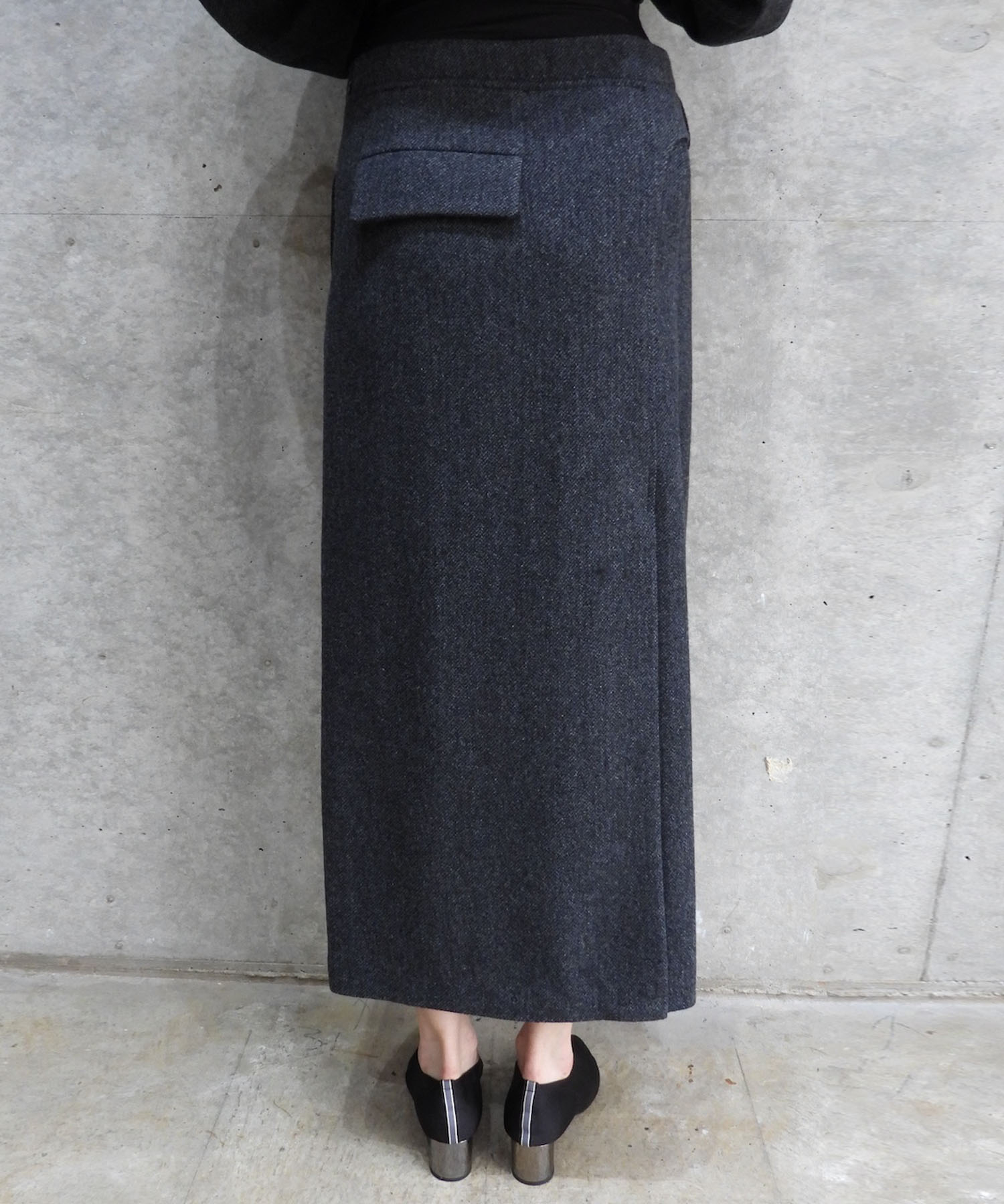 Belted Maxi Wool Skirt
