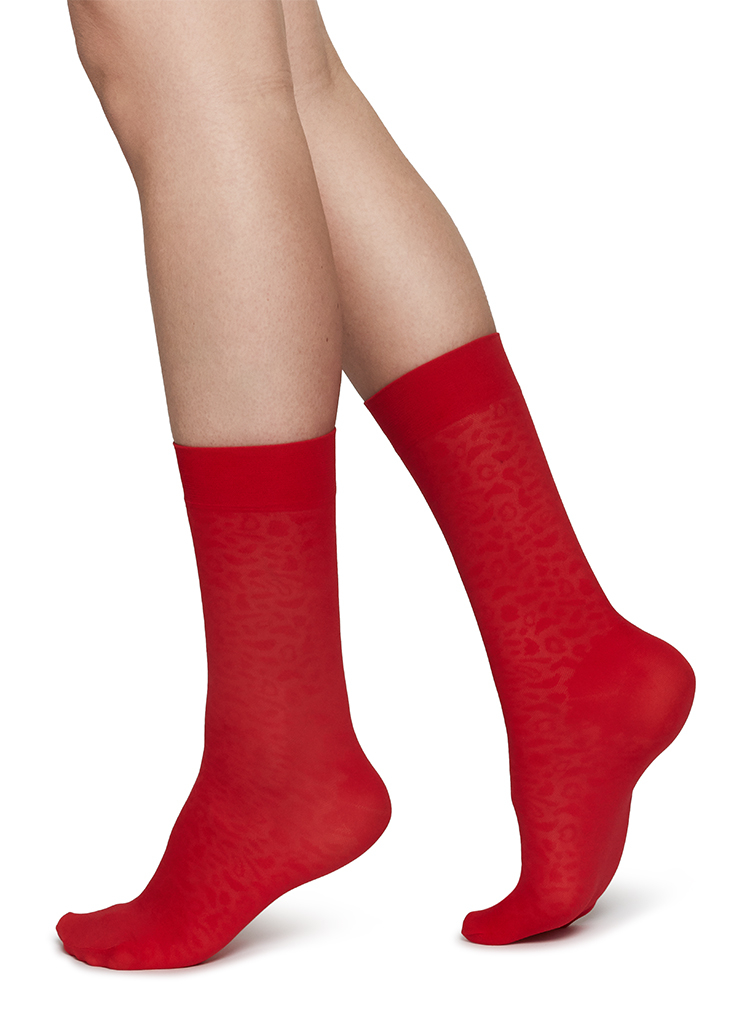 Emma leopard Sock Sharp Red