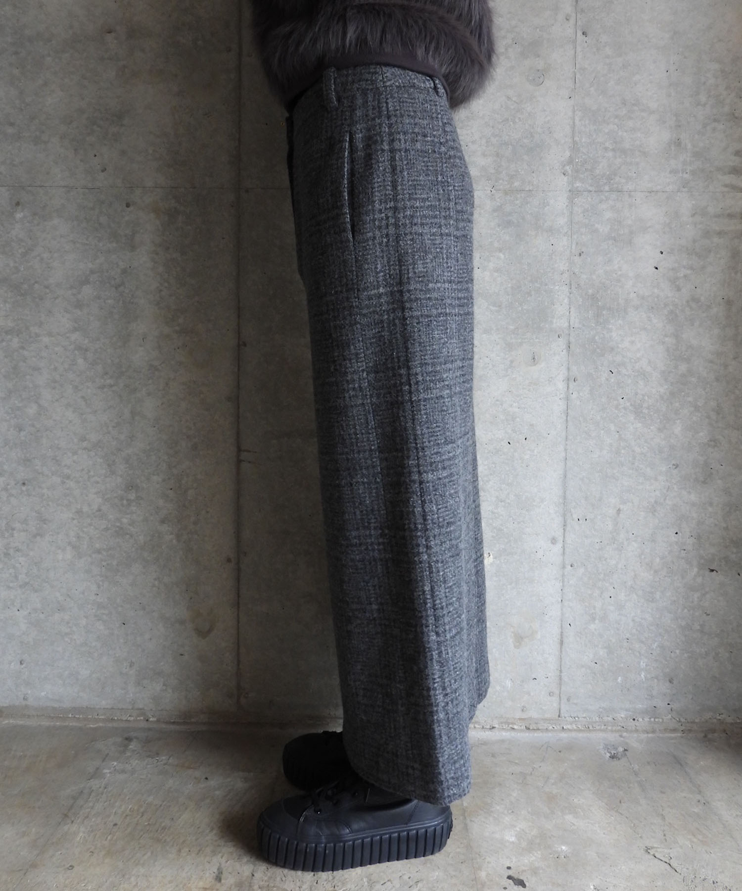 WOOL CHECK LONG SKIRT