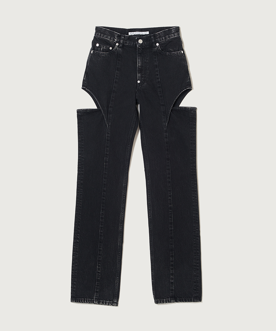 WASHED DENIM HOLLOWED OUT PANTS | k3 online store