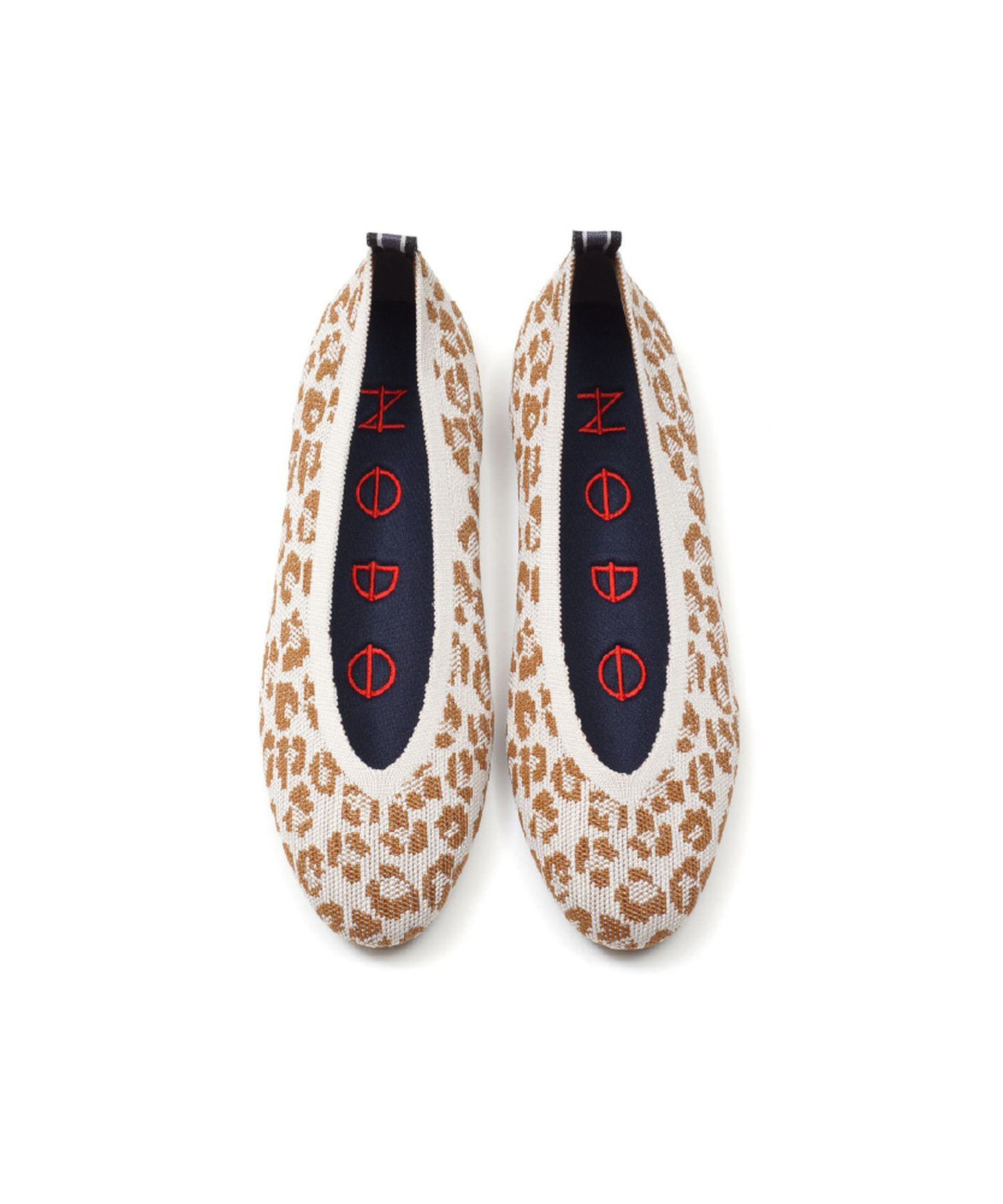 KNIT FLATS ROUND LEOPARD CAMEL BROWN