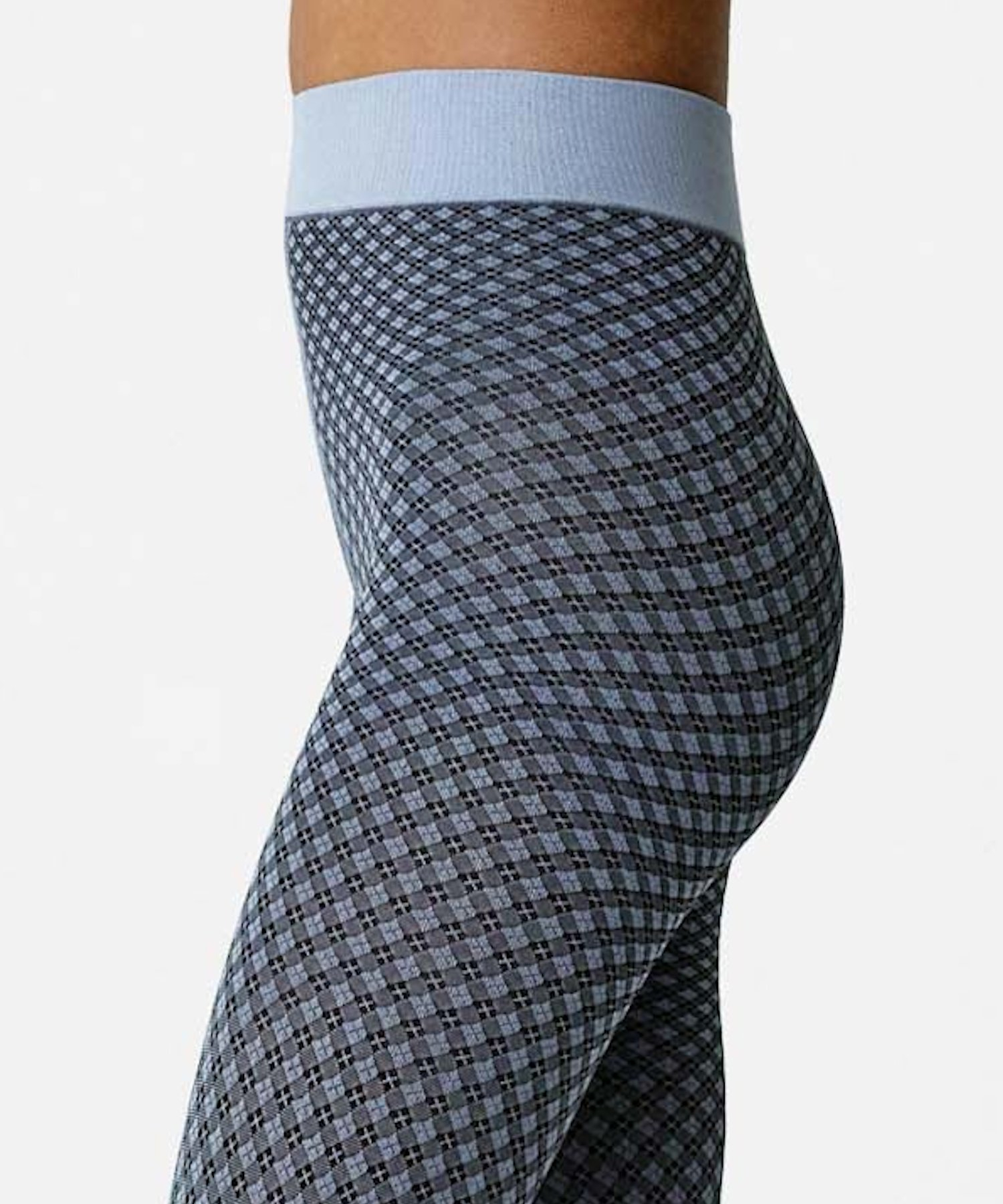 Clara Retro Patterned Tights Dusty blue