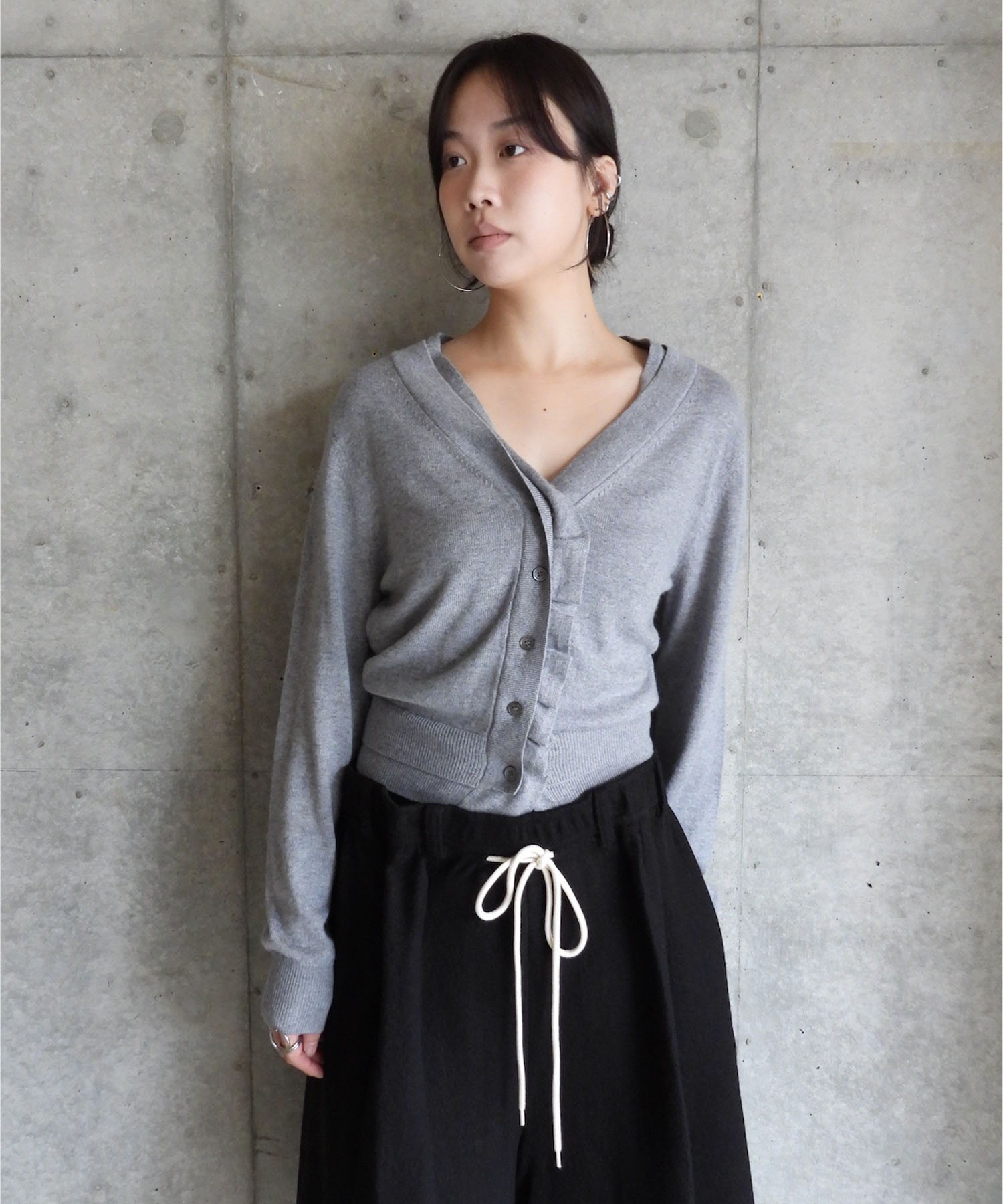 DOUBLE-LAYER WAVY CARDIGAN