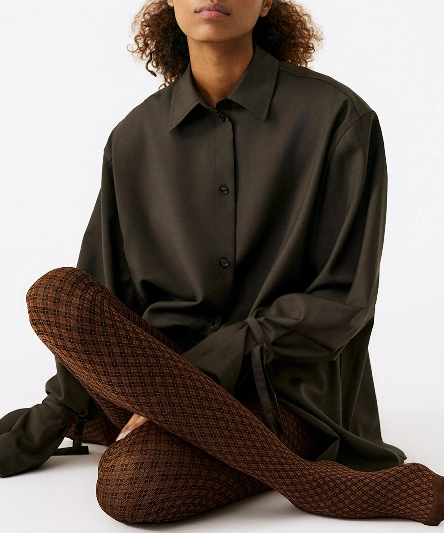 Clara Retro Patterned Tights Bourbon