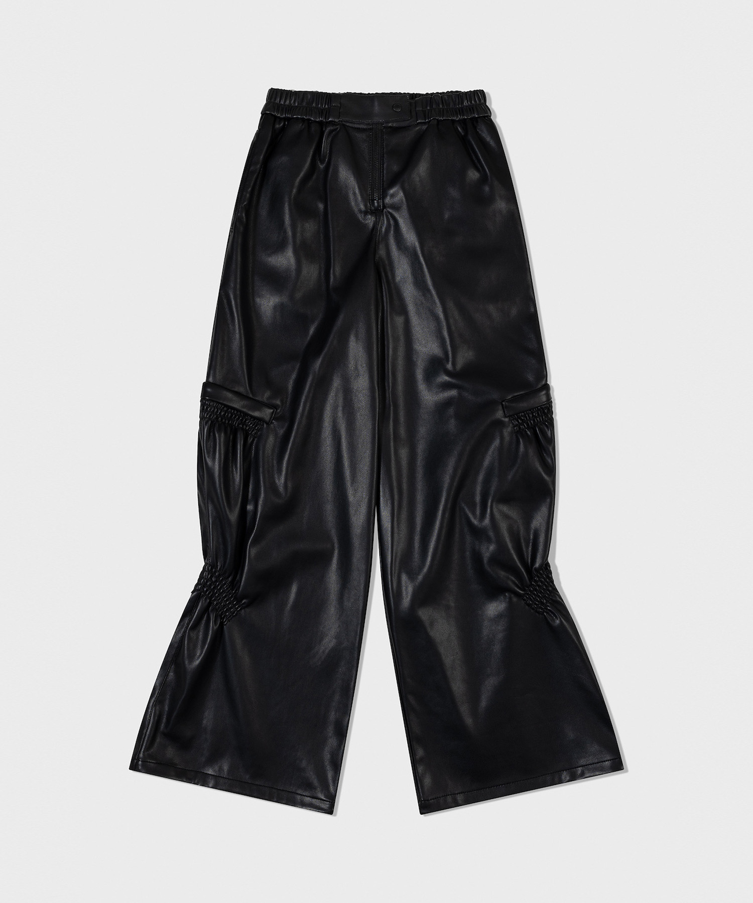 SHIRRING VOLUME LEATHER PANTS