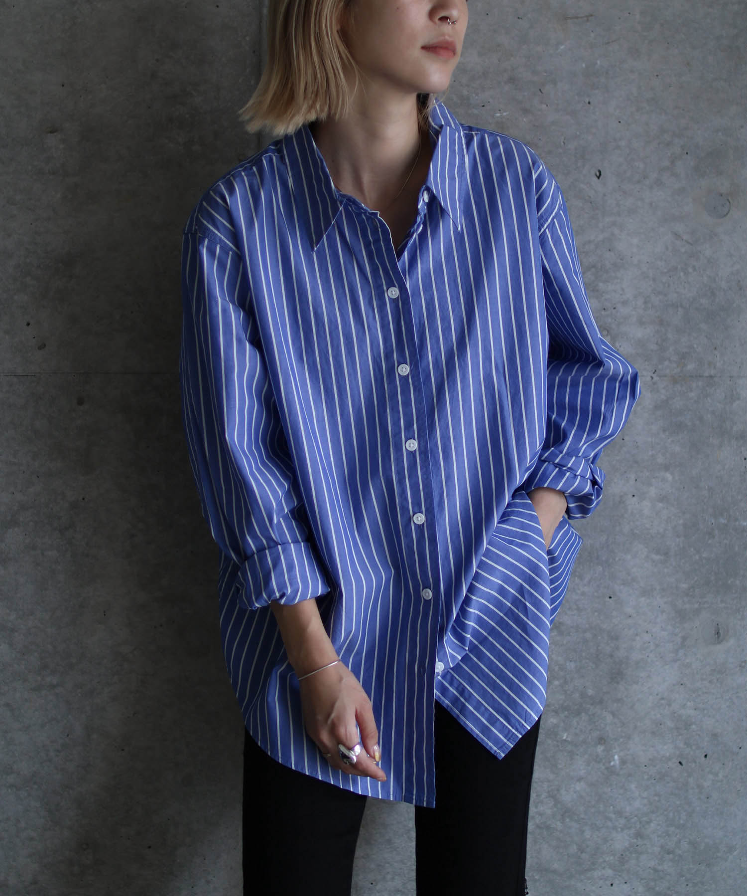 Poplin shirt sea blue stripe | k3 online store