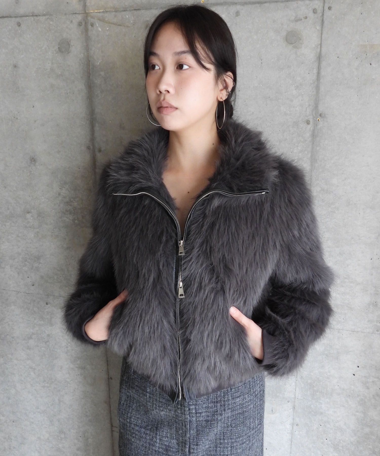 NEW FUR ZIP-UP JACKET