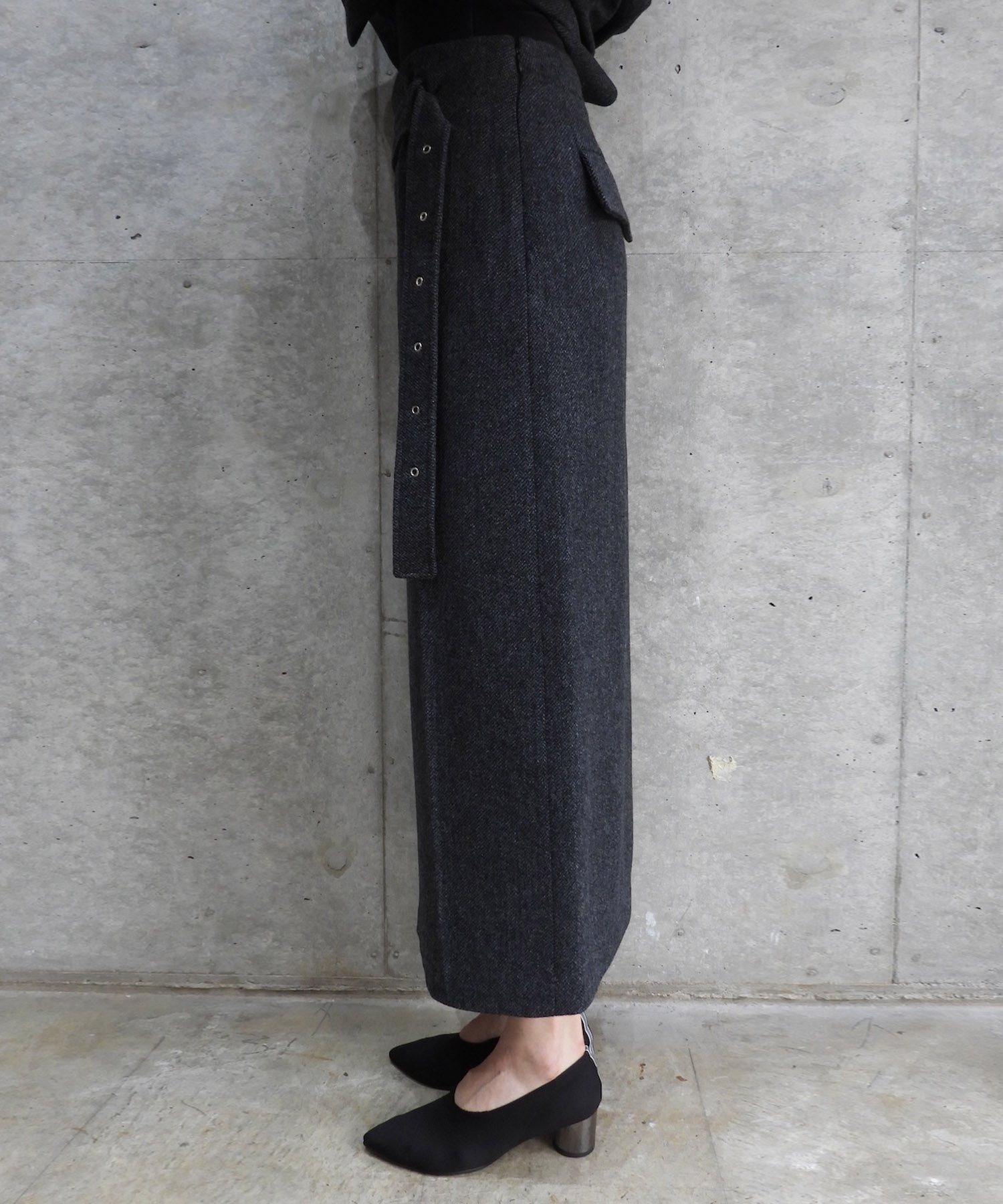 Belted Maxi Wool Skirt