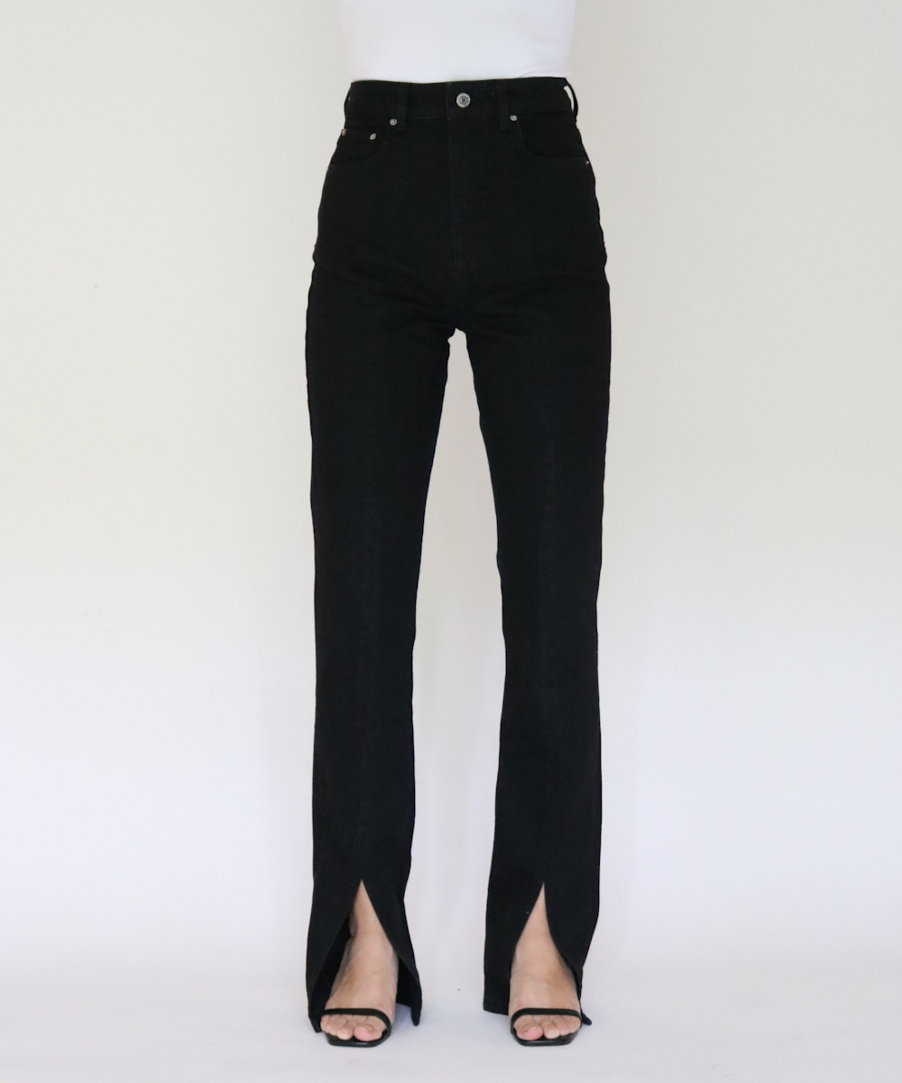 Straight front slit jeans
