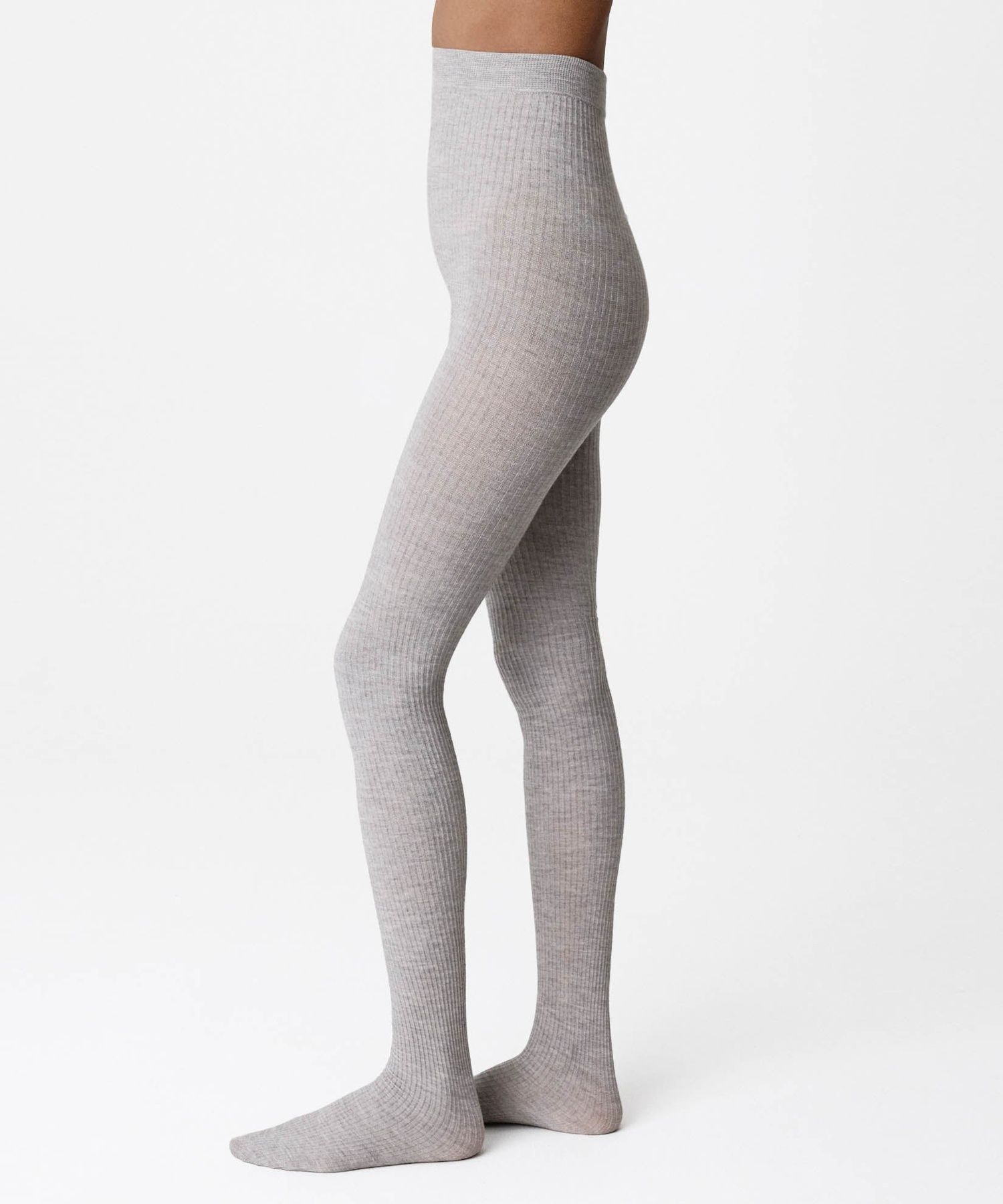 Diana Rib Wool Tights Beige Melange
