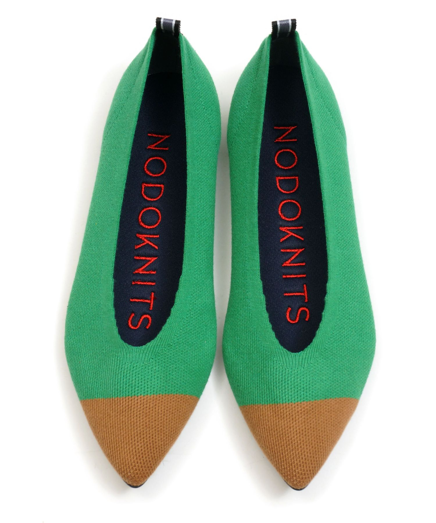 KNIT FLATS POINT TWOTONE BROWN&GREEN