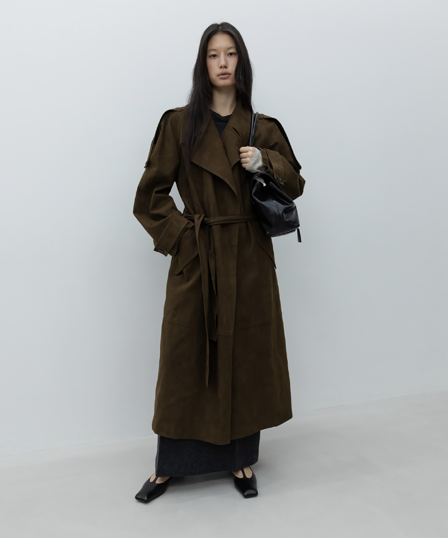 Belted Maxi Wool Skirt