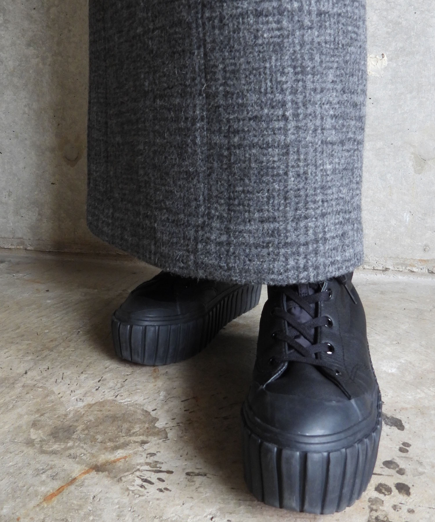WOOL CHECK LONG SKIRT