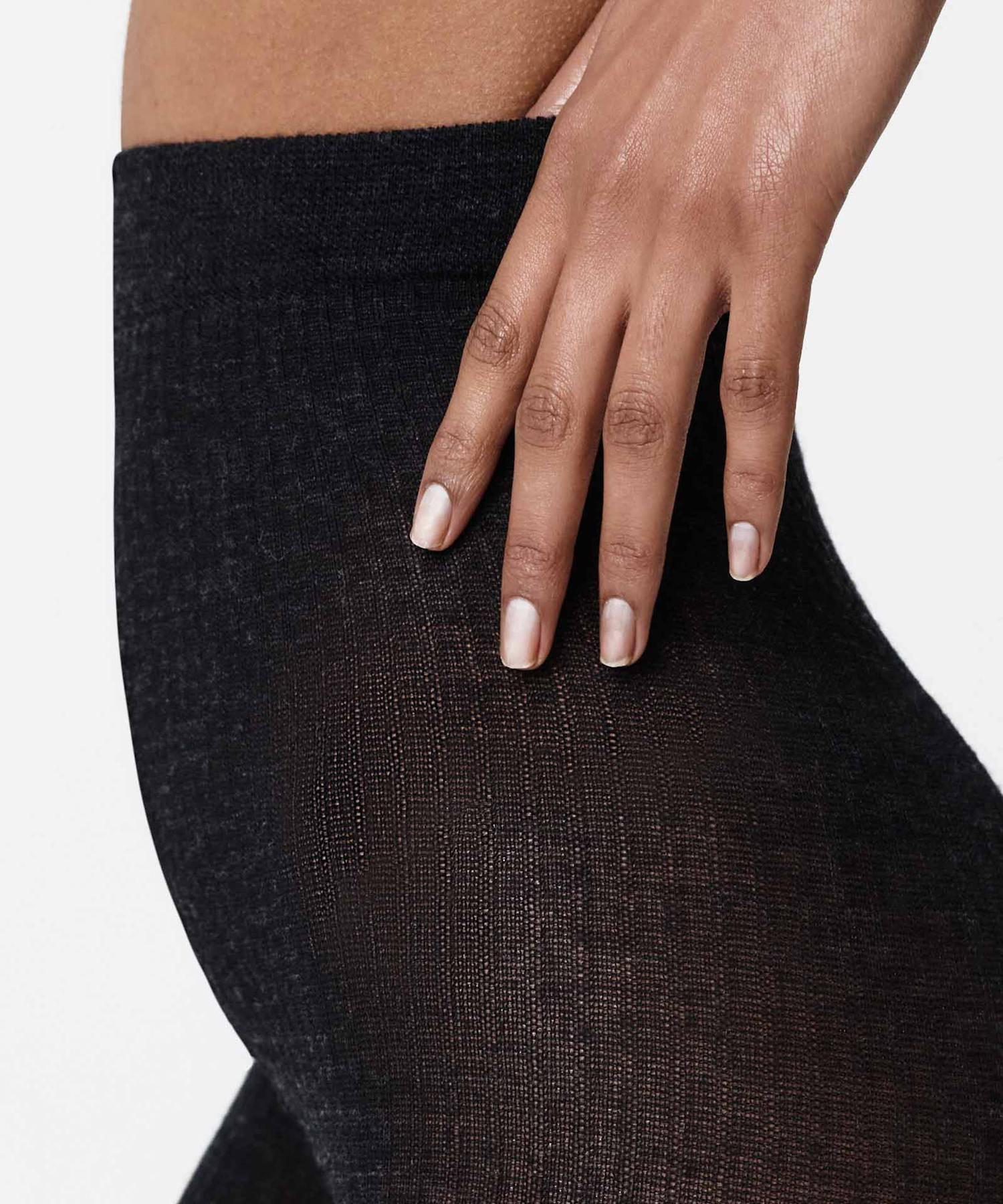 Diana Rib Wool Tights Black Melange