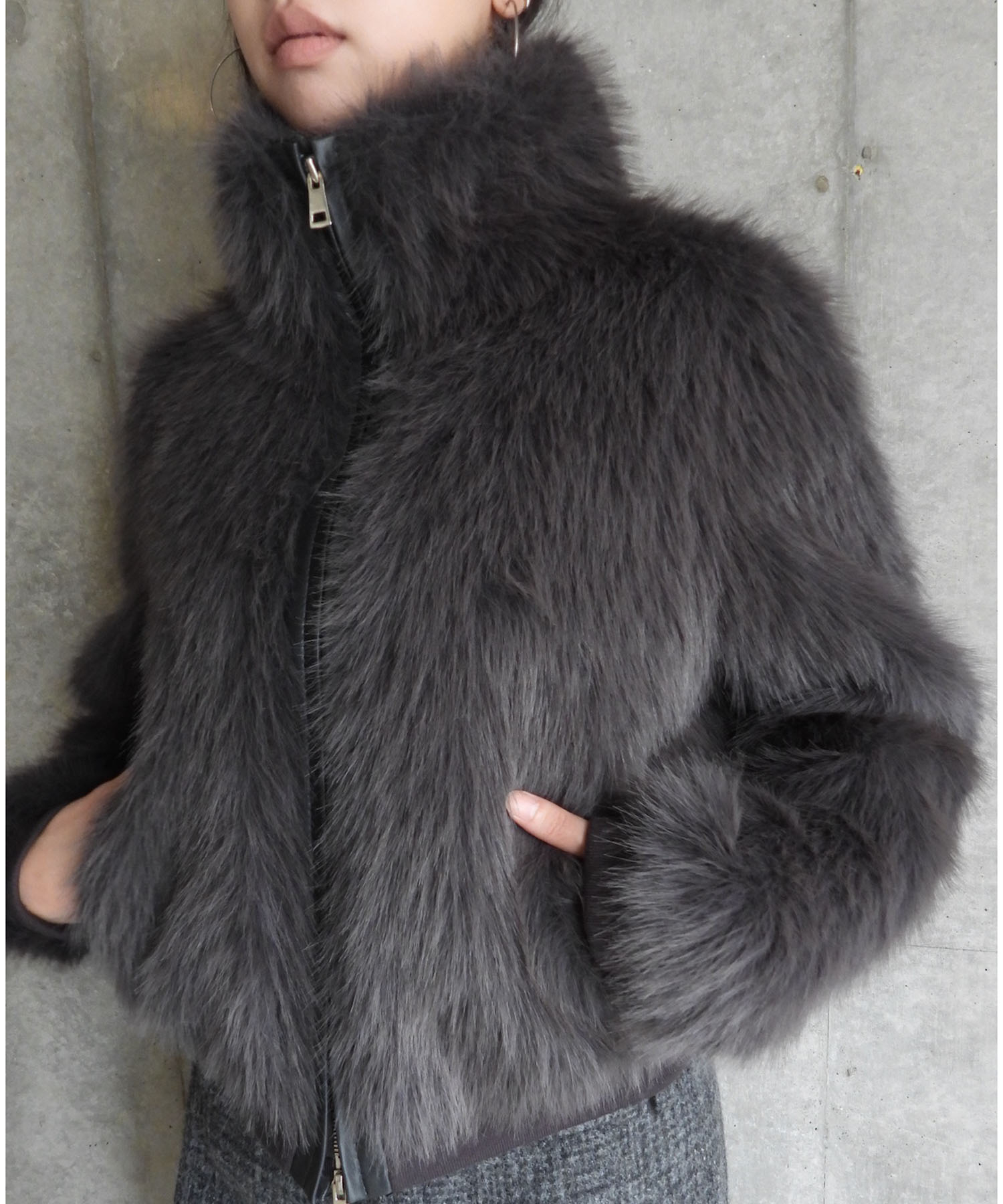 NEW FUR ZIP-UP JACKET