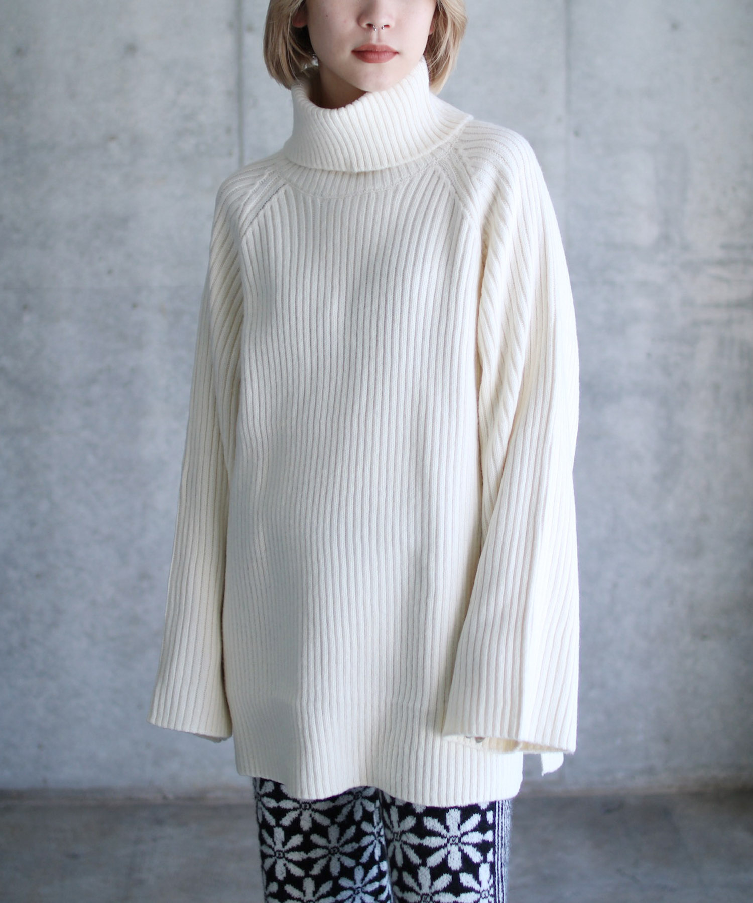 Roll-neck knitted sweater