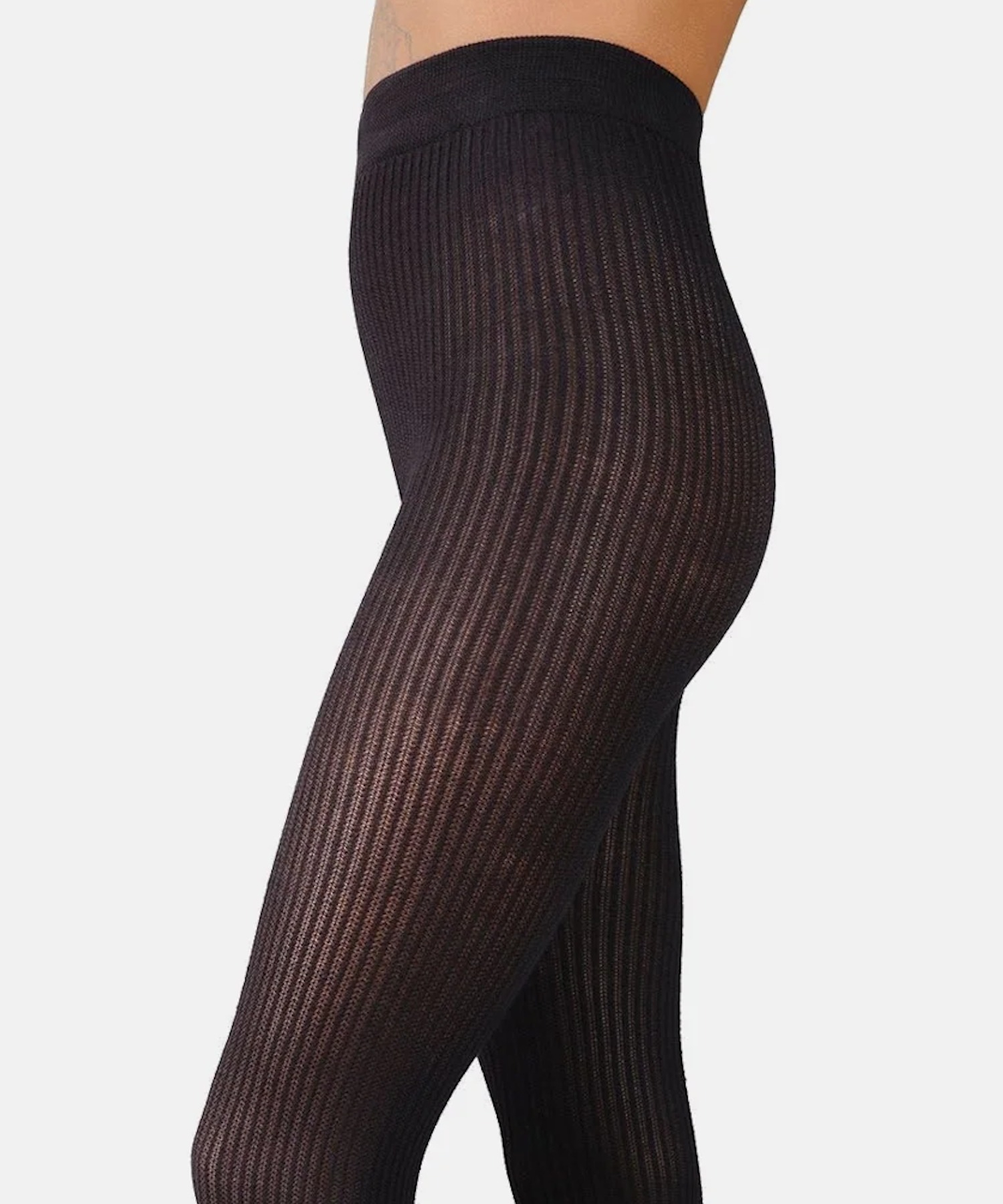 Zoe Ribbed Tights Black