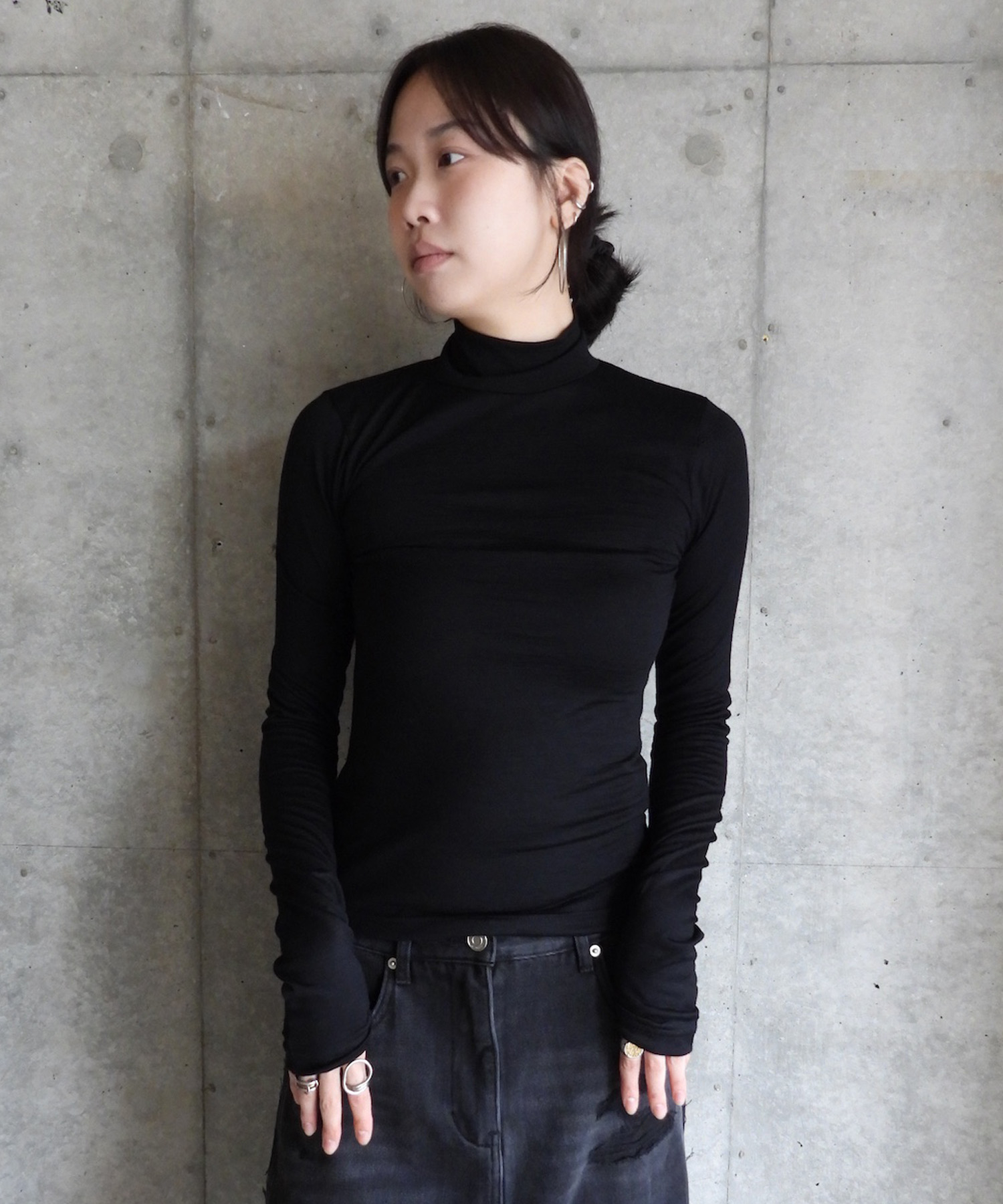 Wool jersey High Neck Top