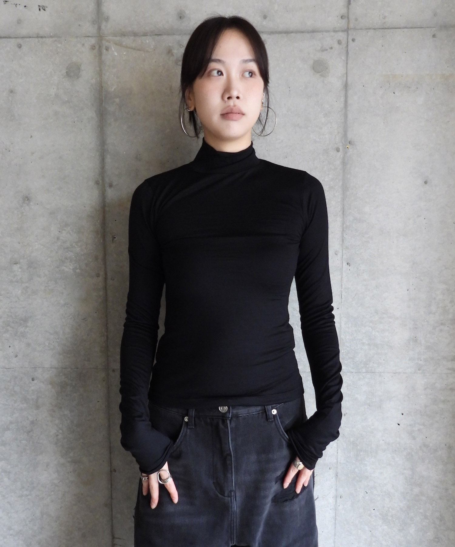 Wool jersey High Neck Top