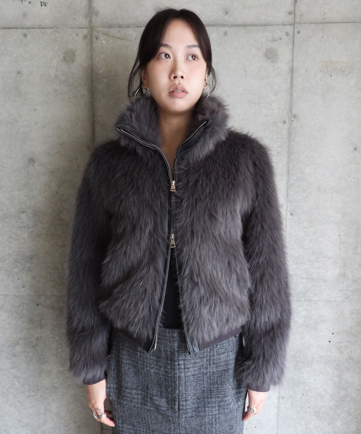 NEW FUR ZIP-UP JACKET
