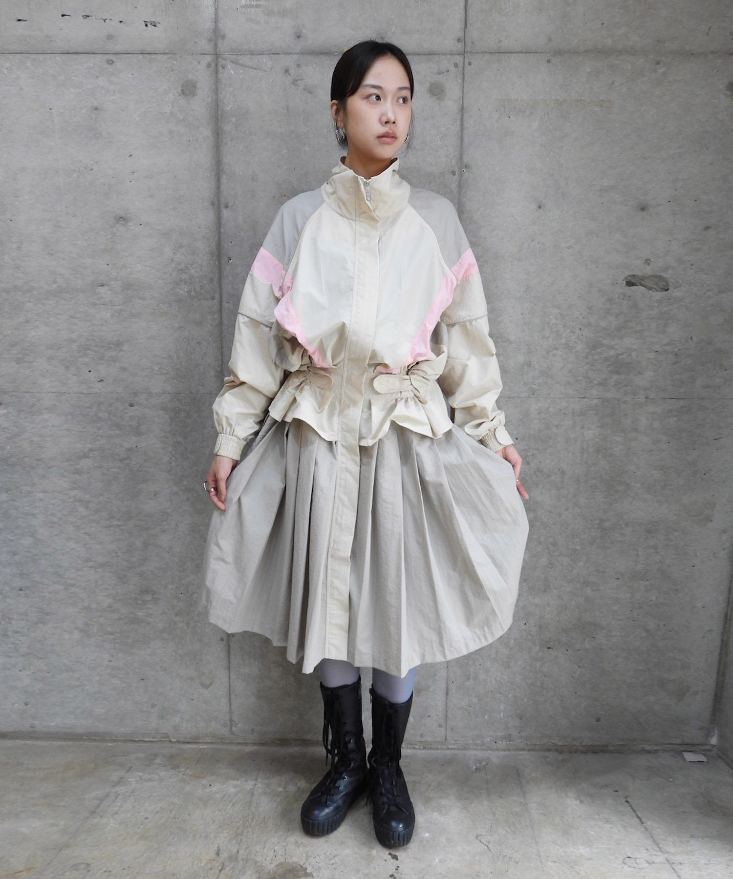 BEIGE WINDBREAKER DRESS