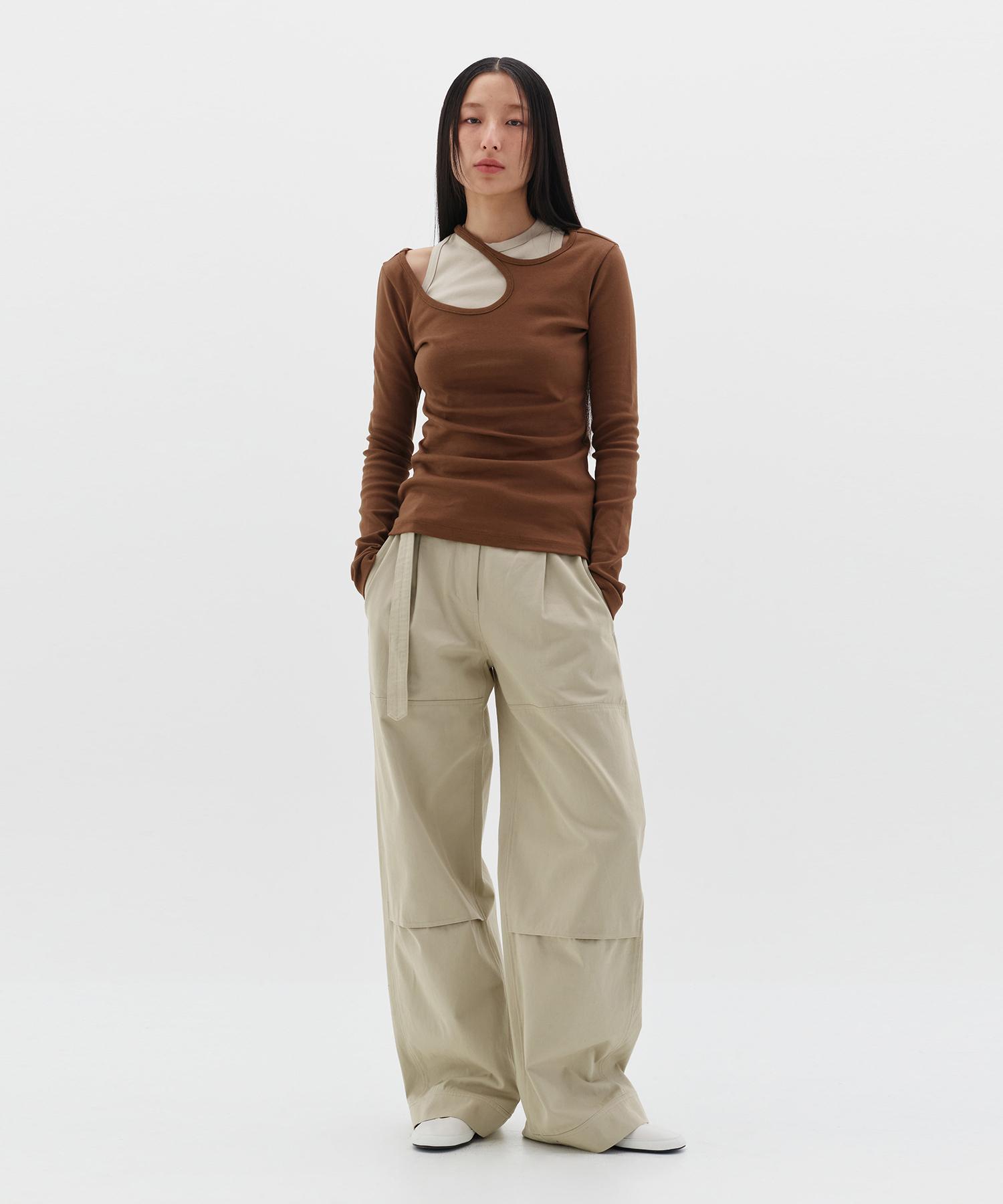 BELTED STITCH PANTS | k3 online store