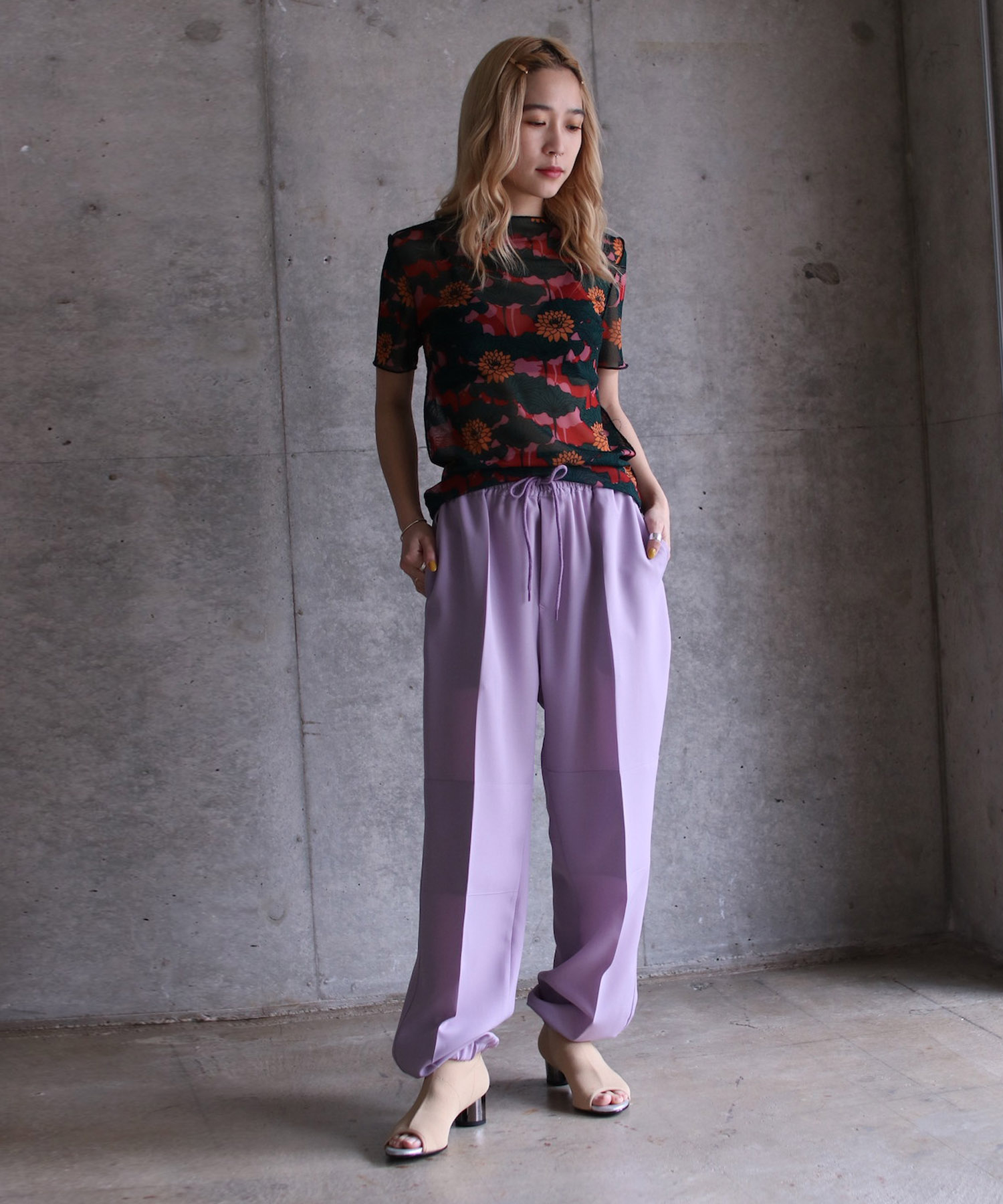 FLORAL STRECH TULL H/S TOP