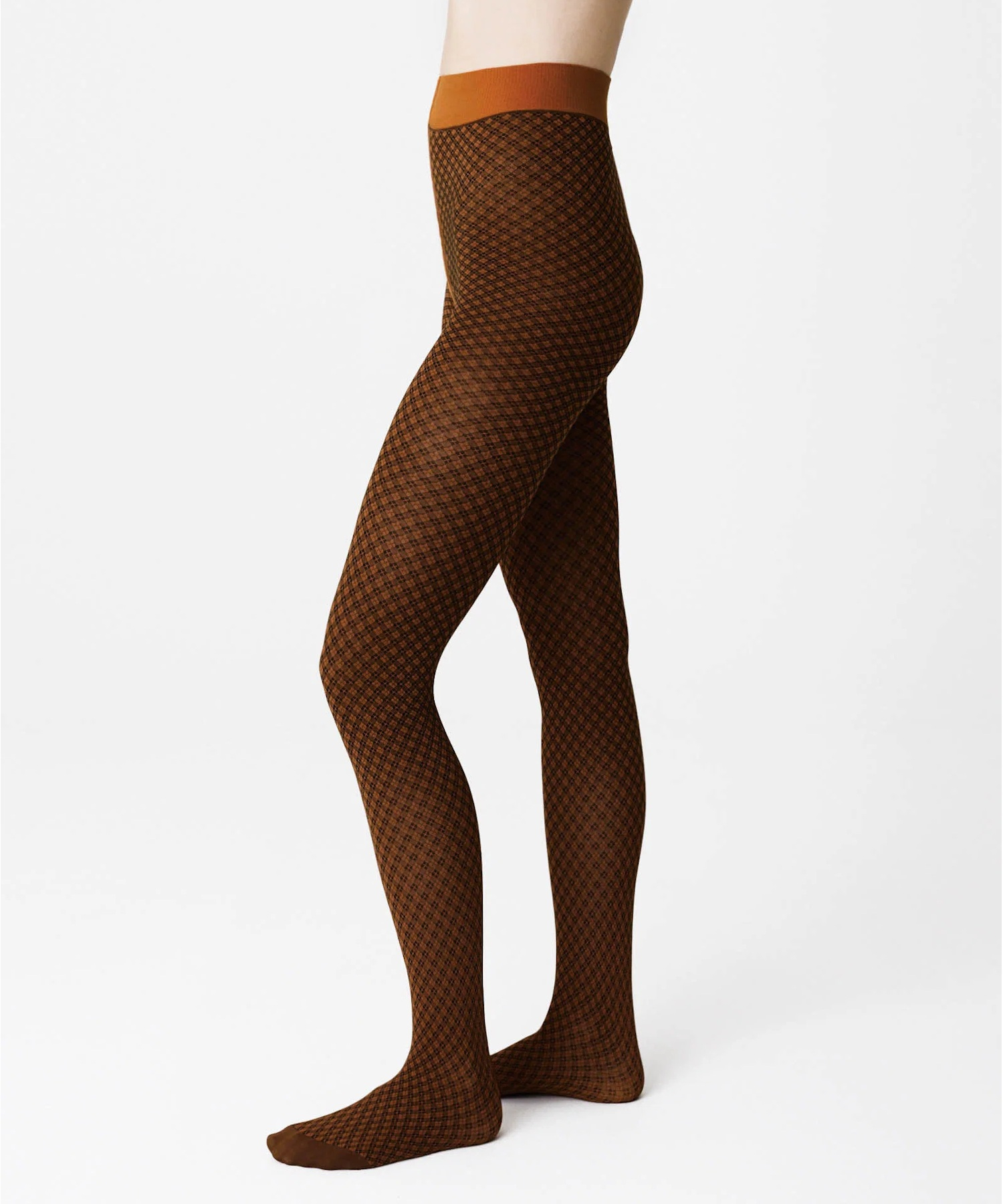 Clara Retro Patterned Tights Bourbon
