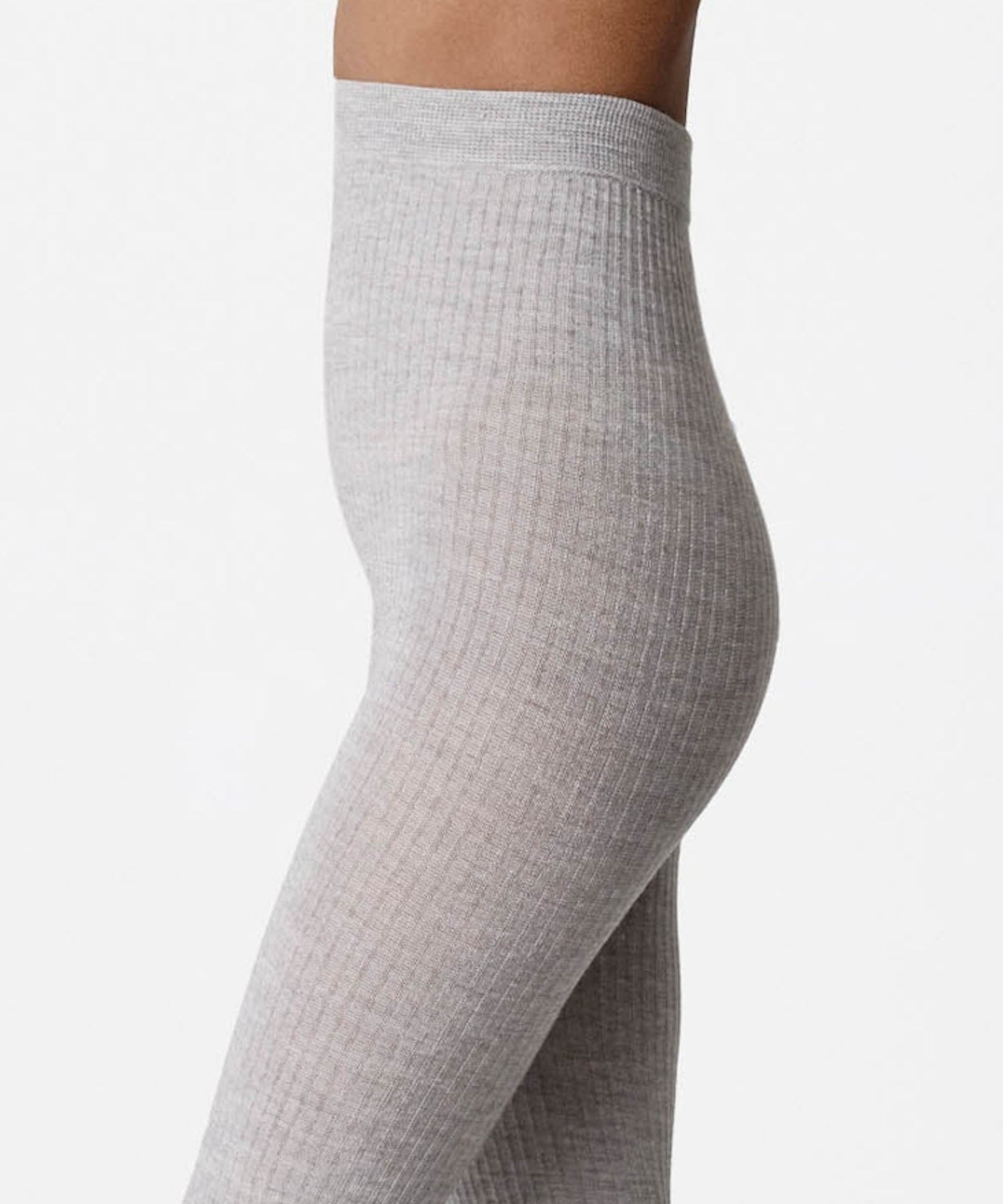 Diana Rib Wool Tights Beige Melange