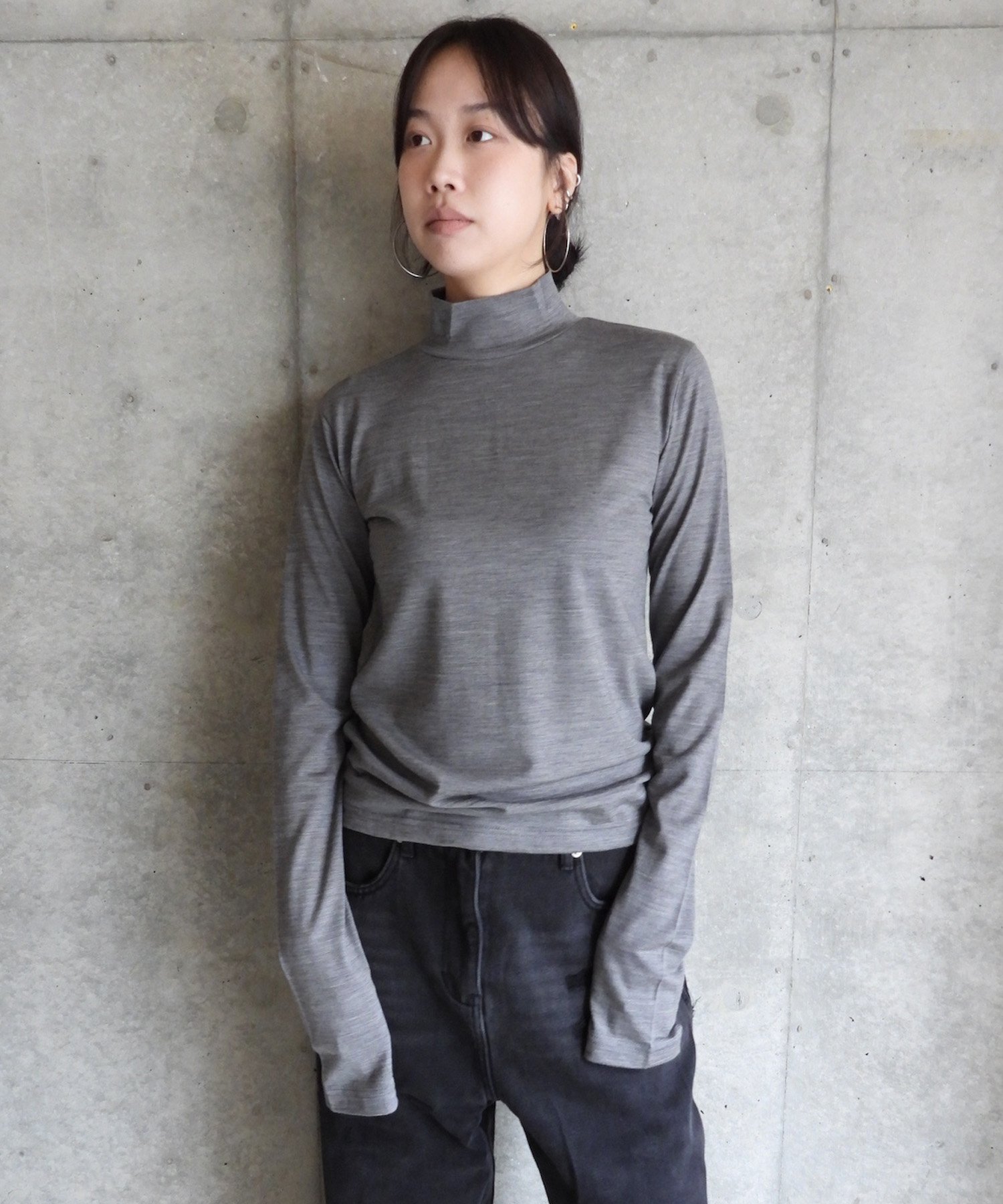 Wool jersey High Neck Top