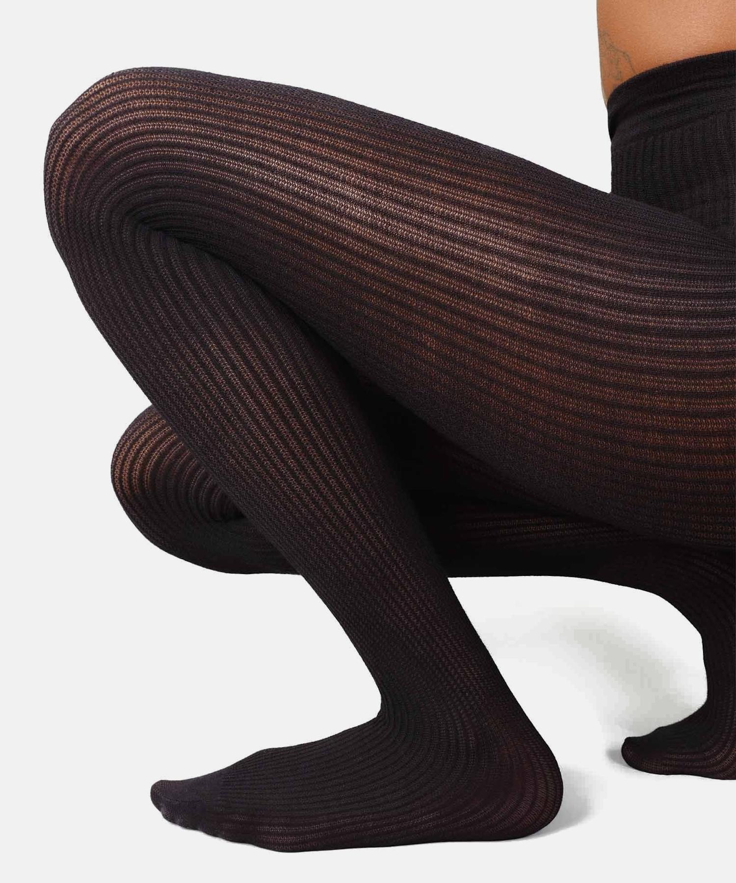 Zoe Ribbed Tights Black