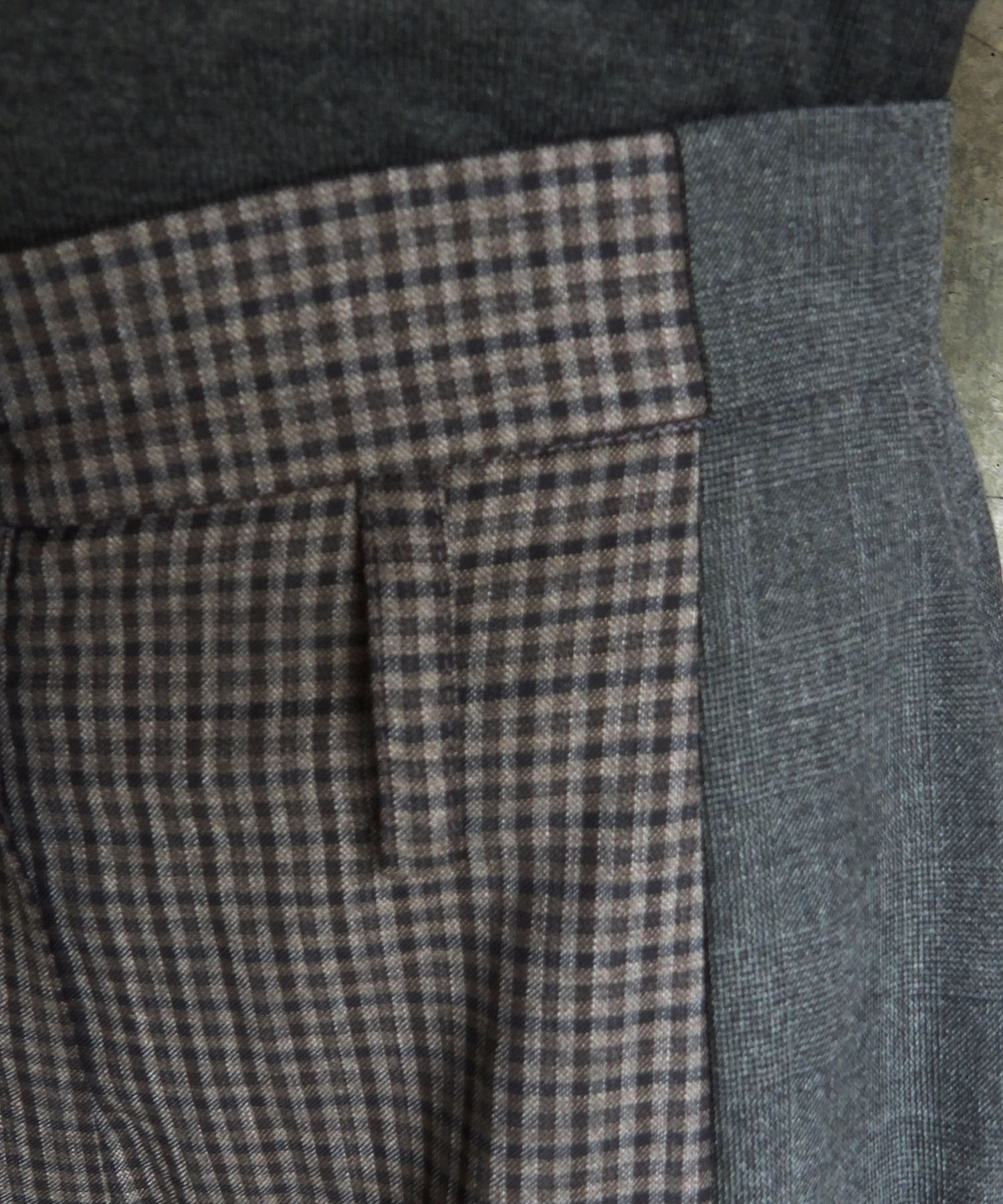 MIXED-CHECK TAILORED TROUSERS