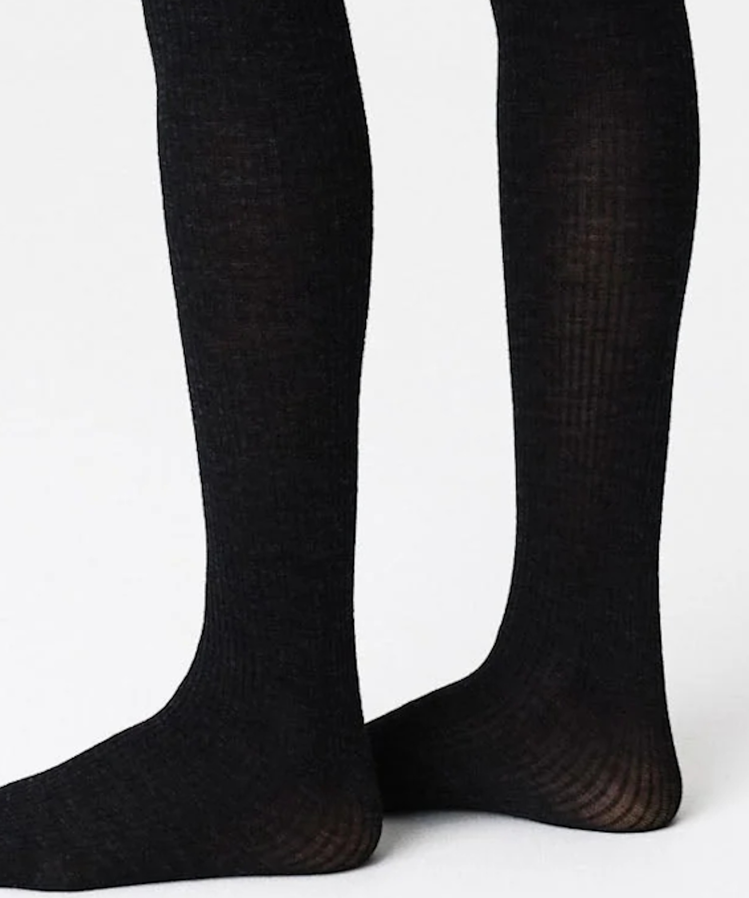 Diana Rib Wool Tights Black Melange