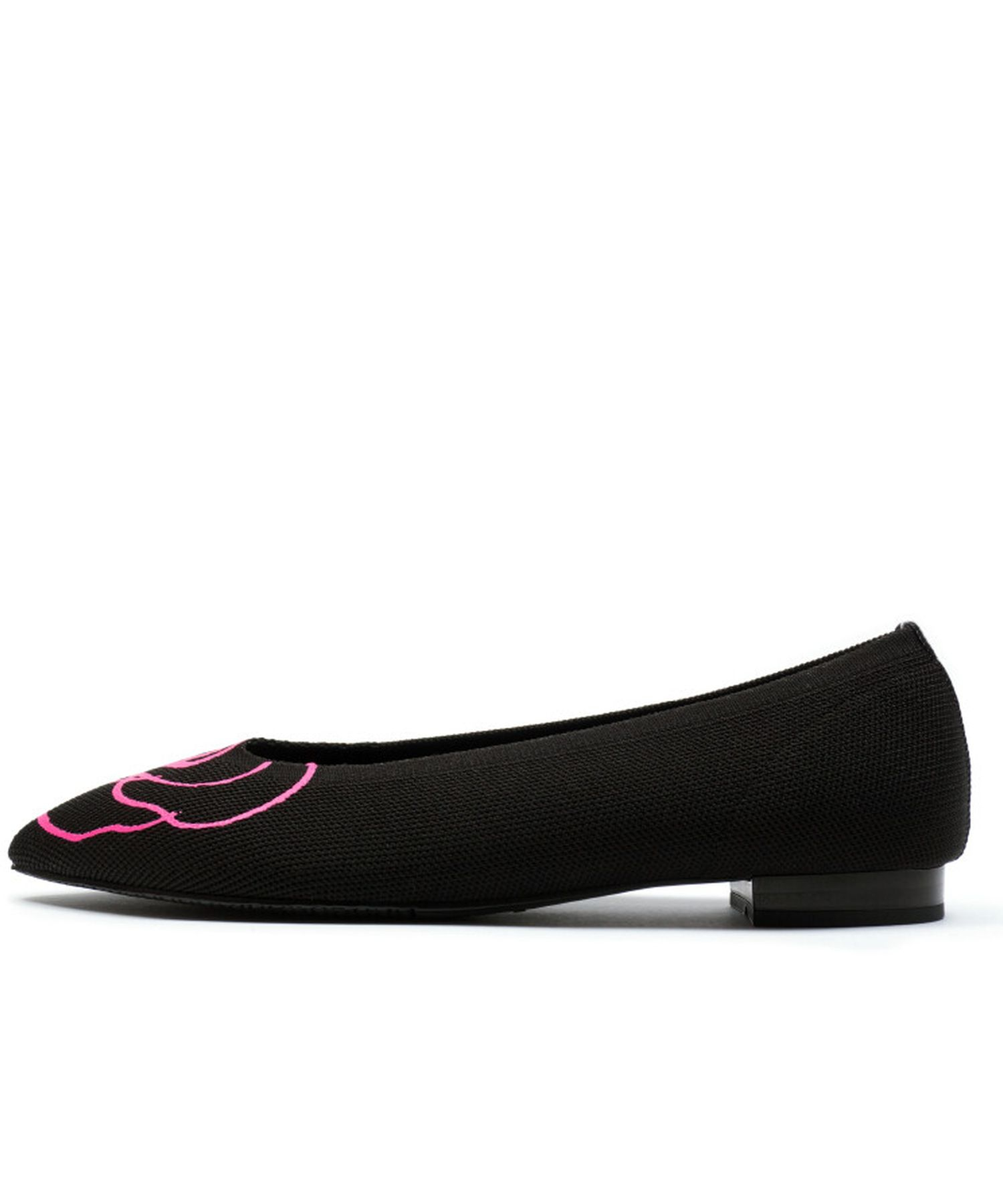 LOW HEEL POINT ROSE BLACK AND PINK