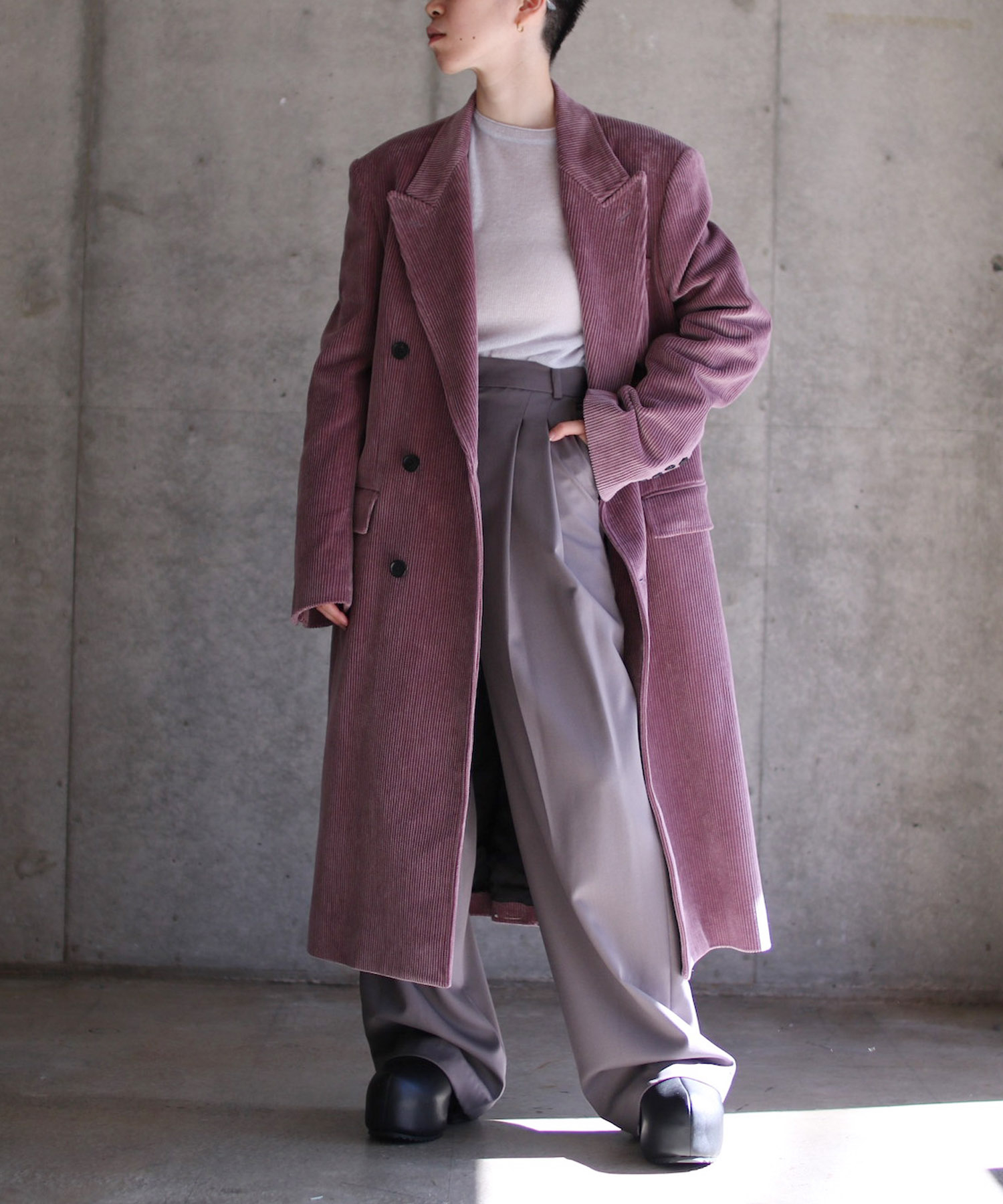 COTTON CORDUROY DOUBLE BREASTED COAT