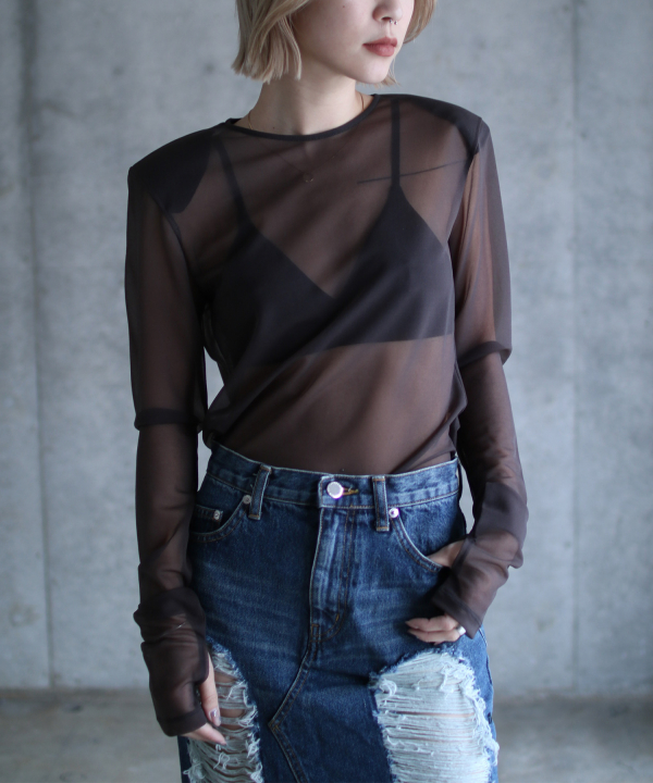 SEE-THROUGH JERSEY LS TOP