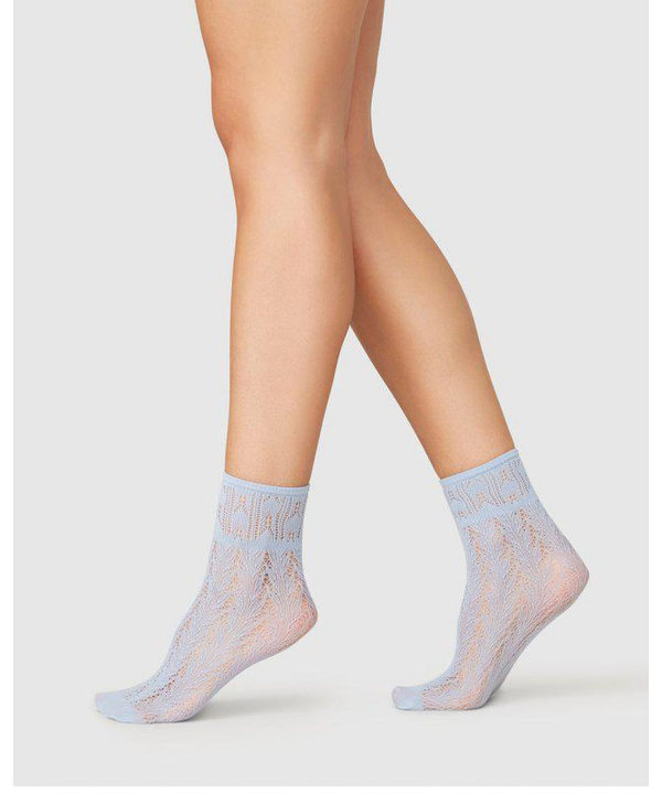 Erica Crochet Socks Dusty Blue