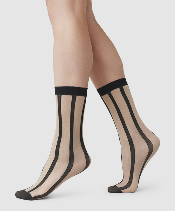 Robin stripe socks BEIGE/BLACK