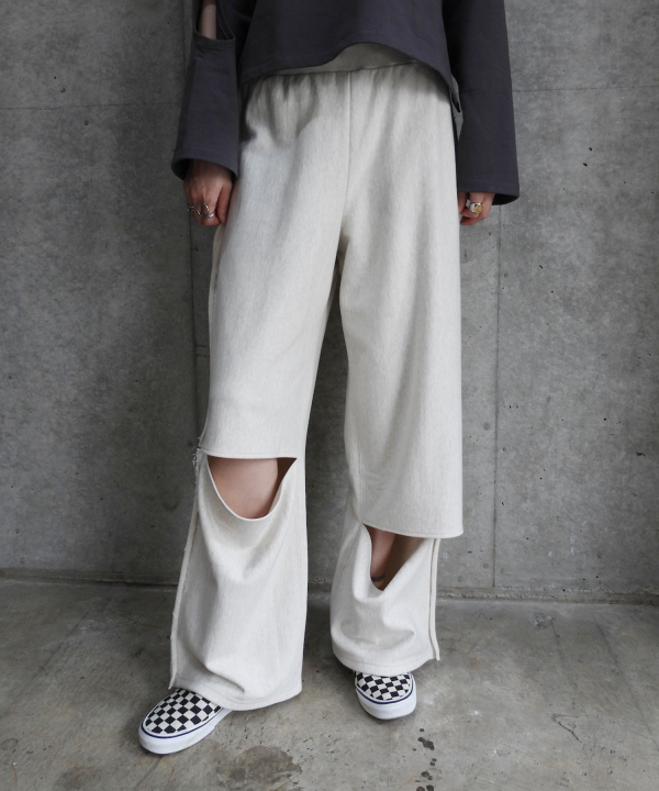 Side Row Edge Slit Pants