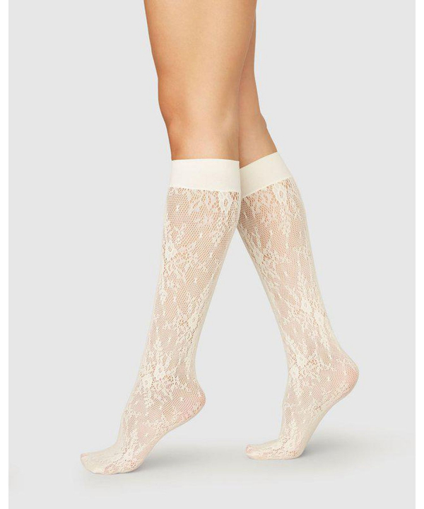 Rosa Lace Knee-Highs Ivory