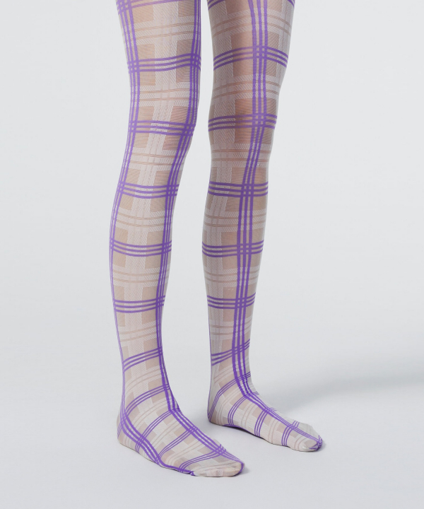 Callie Check tights_pearl