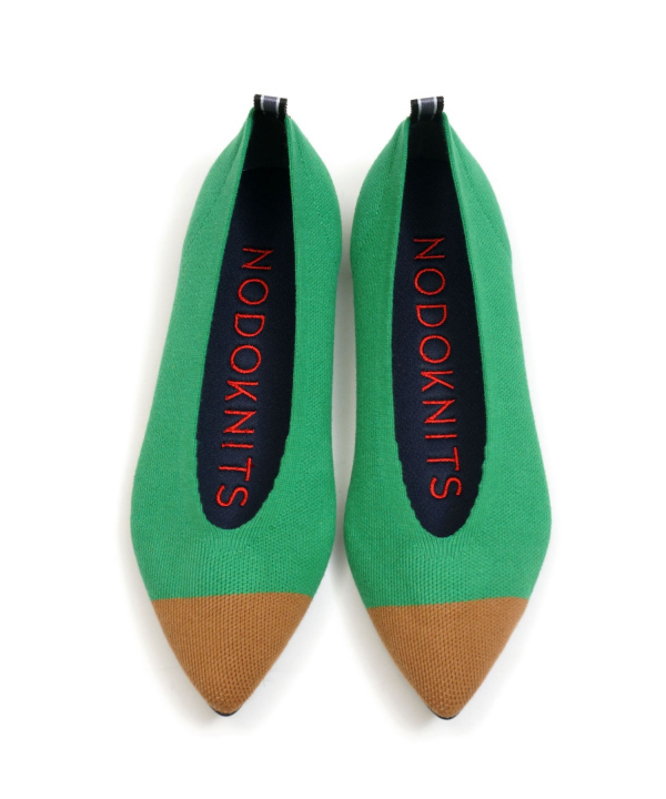 KNIT FLATS POINT TWOTONE BROWN&GREEN