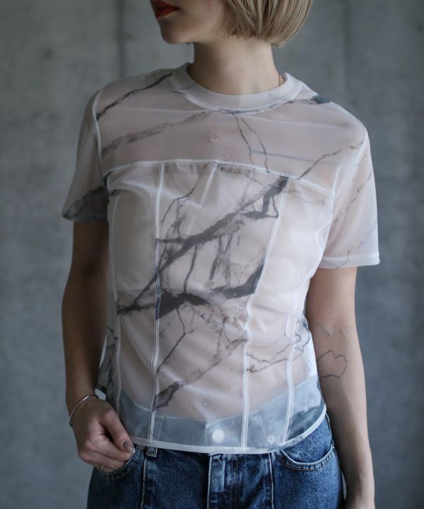 ALL OVER PRINT SEE-THROUGH BUSTIER TEE