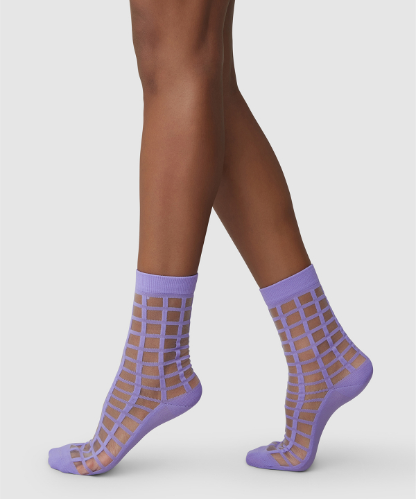 Alicia Grid Socks Lavender