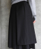 LAYERED PLEATED MIDI SKIRT