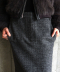 WOOL CHECK LONG SKIRT
